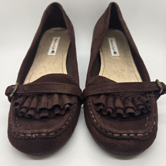 American Eagle Brown Shoes 7.5 Womens Suede Moccasin Loafer - Picture 2 of 12